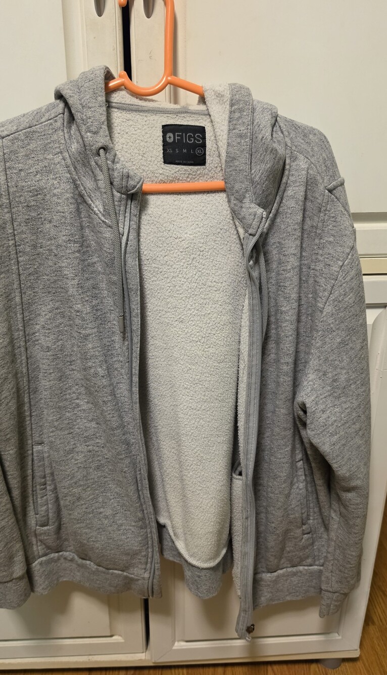 FIGS Womens Light Gray Zip-Up Hoodie Sweater